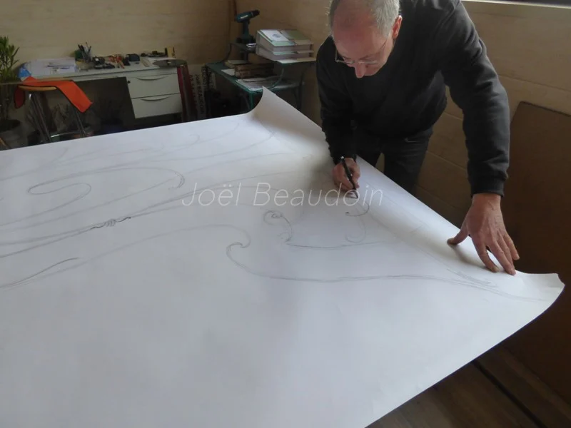 Esquisse d’un ouvrage de ferronnerie préparée à l’atelier